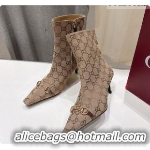 Shop Cheap Gucci Vittoria Bootie in Beige GG Canvas 5.5cm Heel 865516 2026