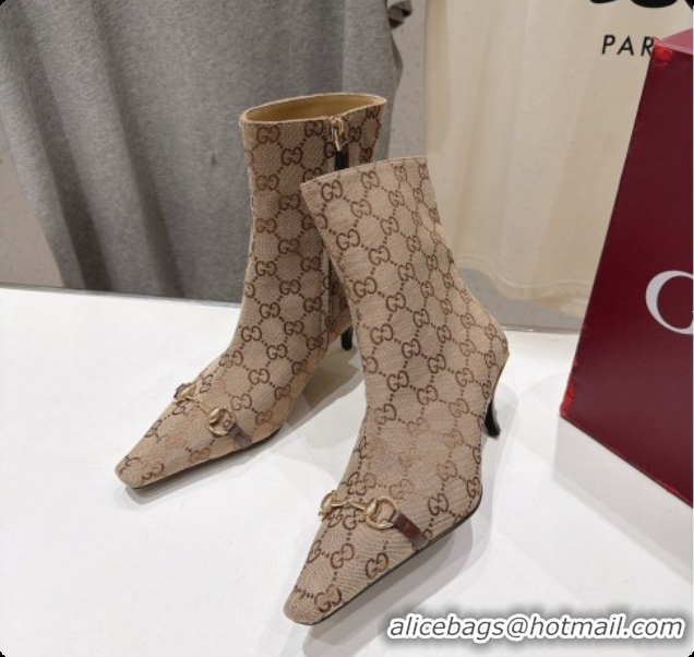 Shop Cheap Gucci Vittoria Bootie in Beige GG Canvas 5.5cm Heel 865516 2026