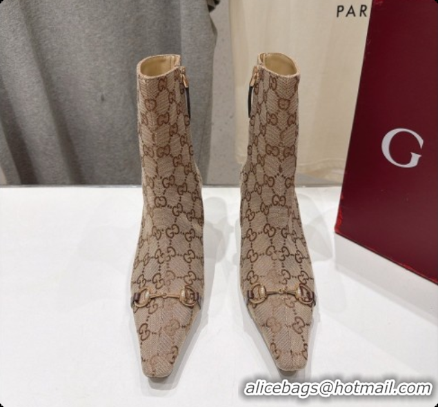 Shop Cheap Gucci Vittoria Bootie in Beige GG Canvas 5.5cm Heel 865516 2026