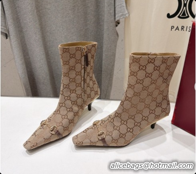 Shop Cheap Gucci Vittoria Bootie in Beige GG Canvas 5.5cm Heel 865516 2026