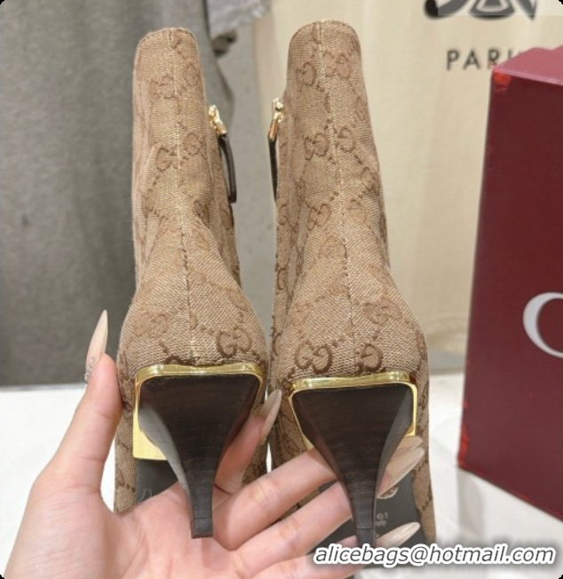 Shop Cheap Gucci Vittoria Bootie in Beige GG Canvas 5.5cm Heel 865516 2026