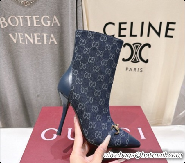 Grade Quality Gucci Ankle Boots in GG Denim 10cm Heel G091764 Blue 2026