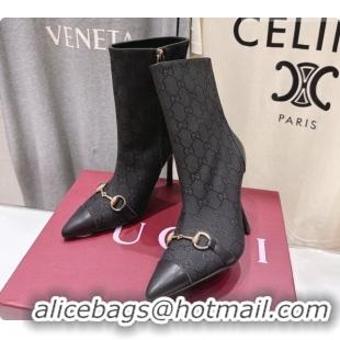 Best Grade Gucci Ankle Boots in GG Canvas 10cm Heel G091765 Black 2026