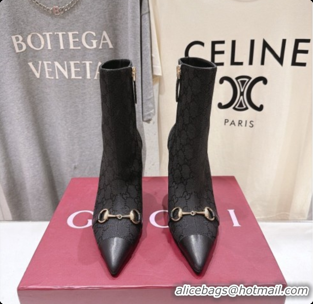 Best Grade Gucci Ankle Boots in GG Canvas 10cm Heel G091765 Black 2026