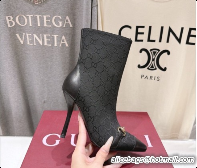Best Grade Gucci Ankle Boots in GG Canvas 10cm Heel G091765 Black 2026