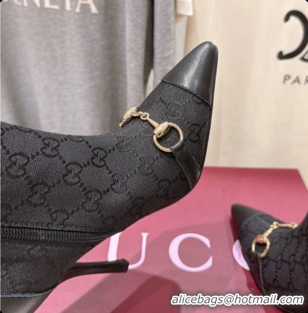 Best Grade Gucci Ankle Boots in GG Canvas 10cm Heel G091765 Black 2026
