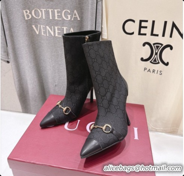 Best Grade Gucci Ankle Boots in GG Canvas 10cm Heel G091765 Black 2026
