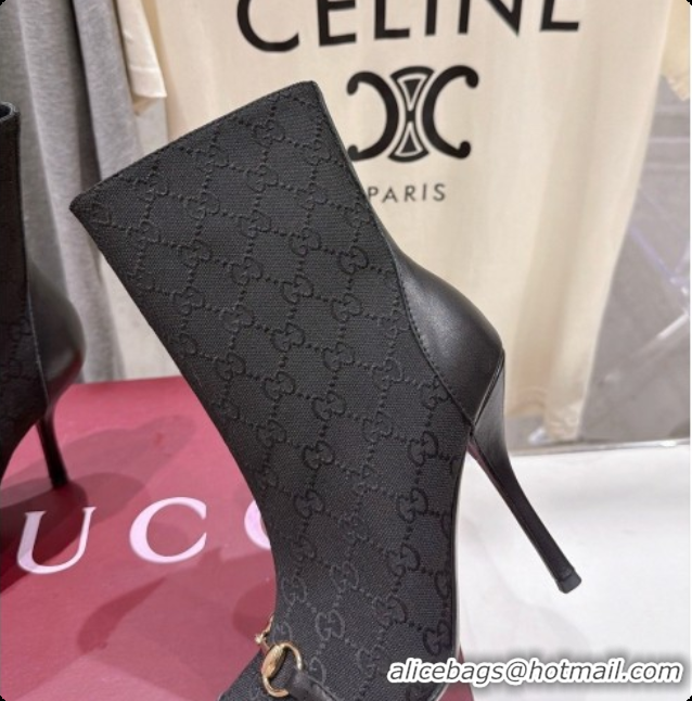 Best Grade Gucci Ankle Boots in GG Canvas 10cm Heel G091765 Black 2026