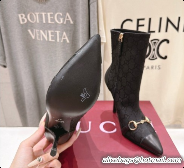 Best Grade Gucci Ankle Boots in GG Canvas 10cm Heel G091765 Black 2026