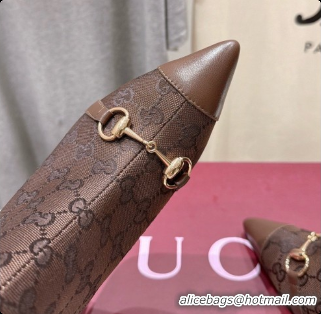 Buy New Cheap Gucci Ankle Boots in GG Canvas 10cm Heel G091766 Dark Brown 2026