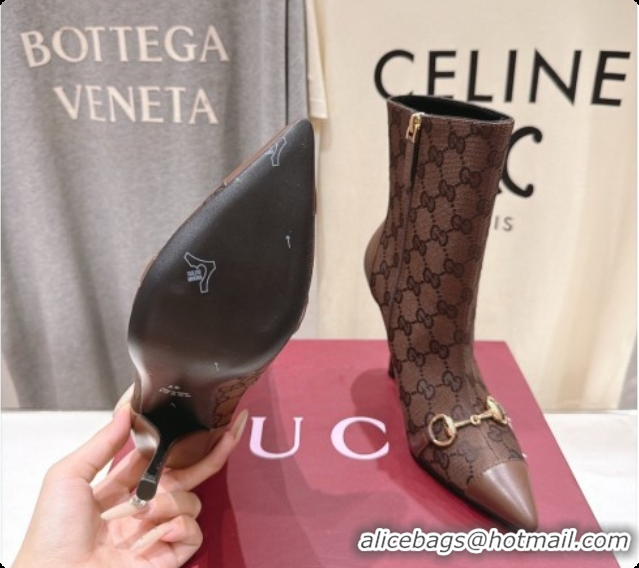 Buy New Cheap Gucci Ankle Boots in GG Canvas 10cm Heel G091766 Dark Brown 2026