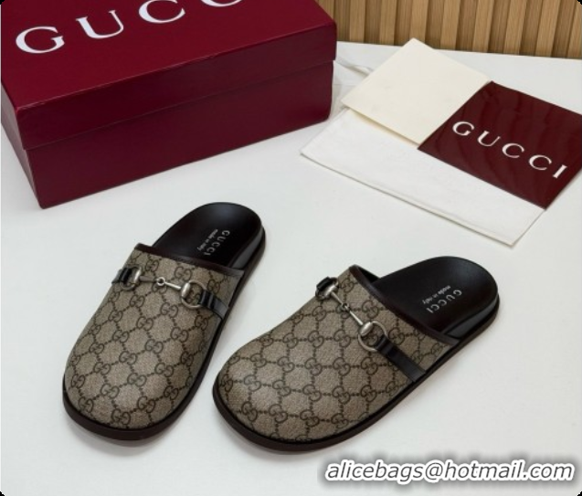 Good Product Gucci GG Coated Canvas Flat Mules with Horsebit G92126 2026