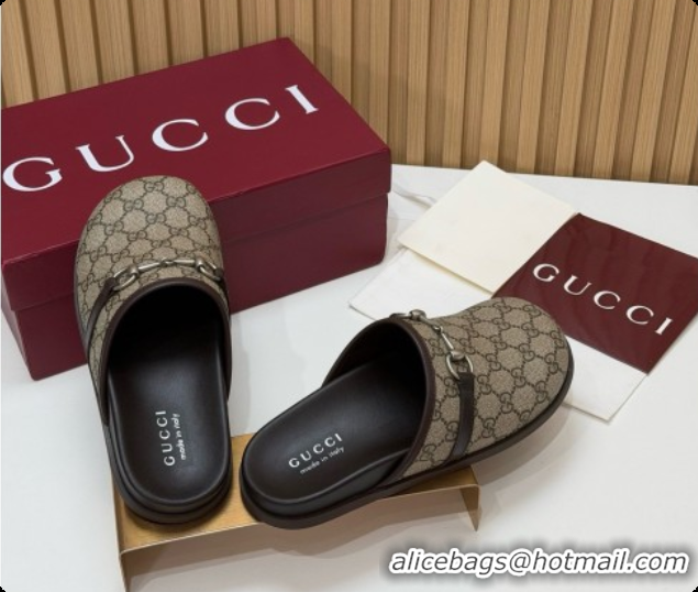 Good Product Gucci GG Coated Canvas Flat Mules with Horsebit G92126 2026