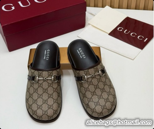 Good Product Gucci GG Coated Canvas Flat Mules with Horsebit G92126 2026