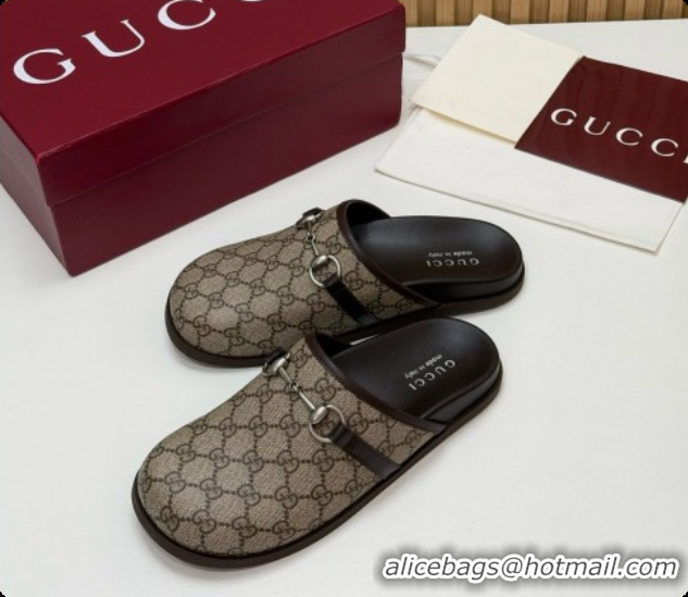 Good Product Gucci GG Coated Canvas Flat Mules with Horsebit G92126 2026