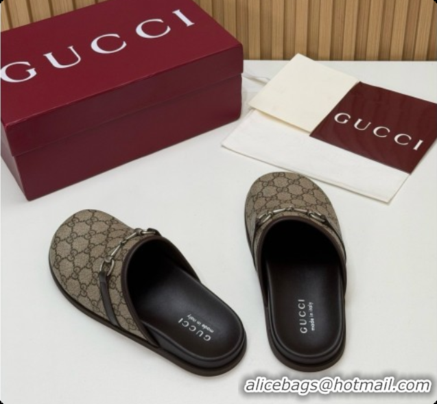 Good Product Gucci GG Coated Canvas Flat Mules with Horsebit G92126 2026