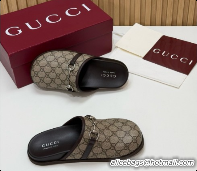 Good Product Gucci GG Coated Canvas Flat Mules with Horsebit G92126 2026