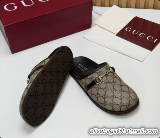 Good Product Gucci GG Coated Canvas Flat Mules with Horsebit G92126 2026