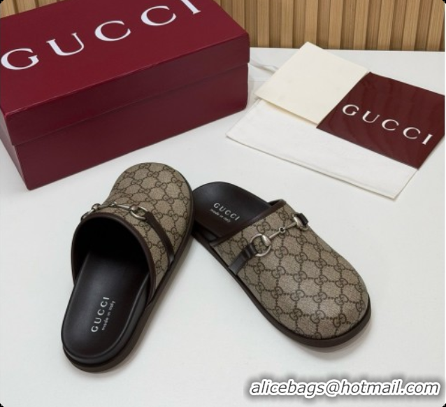 Good Product Gucci GG Coated Canvas Flat Mules with Horsebit G92126 2026
