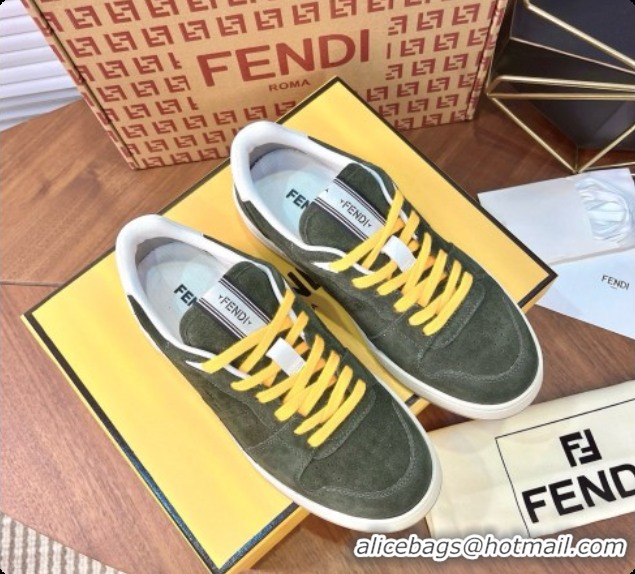 Good Quality Fendi Match Sneakers in Suede F091772 Green 2026