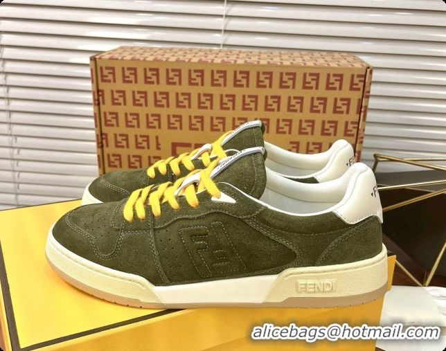 Good Quality Fendi Match Sneakers in Suede F091772 Green 2026