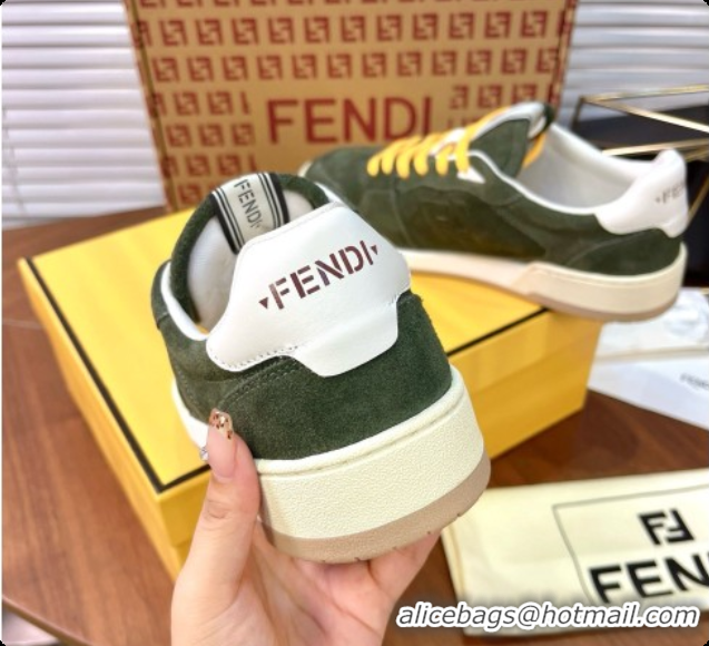 Good Quality Fendi Match Sneakers in Suede F091772 Green 2026