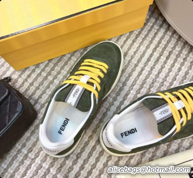 Good Quality Fendi Match Sneakers in Suede F091772 Green 2026