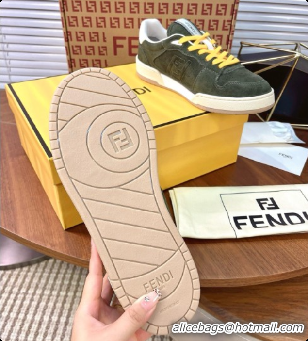Good Quality Fendi Match Sneakers in Suede F091772 Green 2026