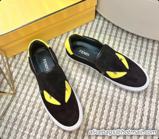 Top Grade Fendi Suede Monster Sneakers F091773 Dark Brown 2026