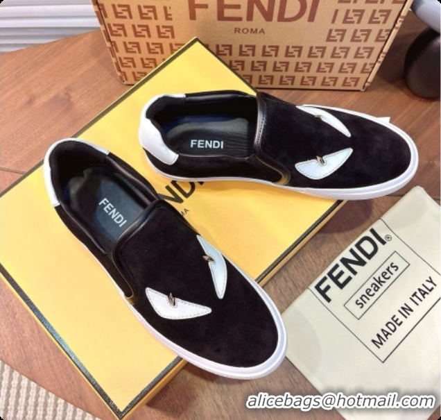 Popular Style Fendi Suede Monster Sneakers F091774 Black 2026