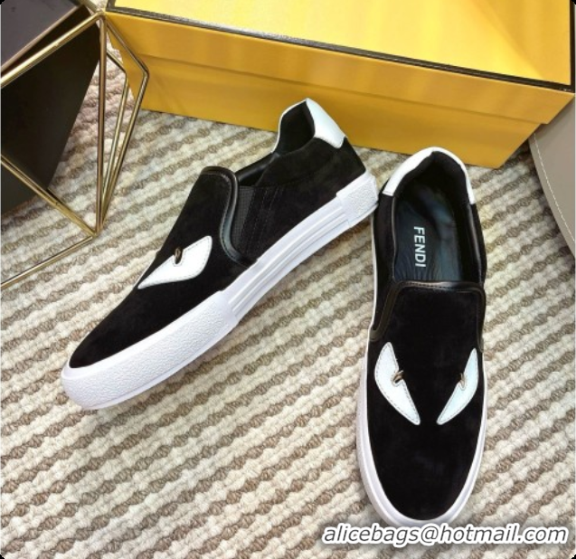 Popular Style Fendi Suede Monster Sneakers F091774 Black 2026