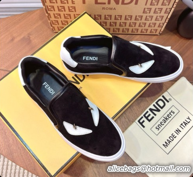 Popular Style Fendi Suede Monster Sneakers F091774 Black 2026