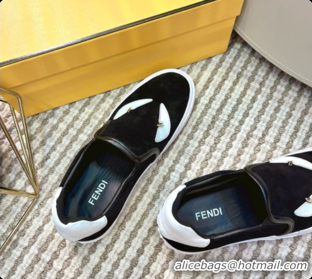 Popular Style Fendi Suede Monster Sneakers F091774 Black 2026