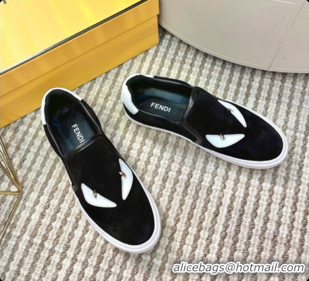 Popular Style Fendi Suede Monster Sneakers F091774 Black 2026