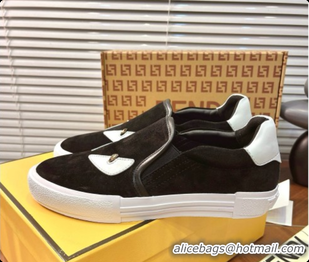 Popular Style Fendi Suede Monster Sneakers F091774 Black 2026