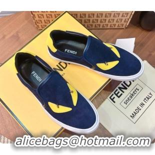 Unique Style Fendi Suede Monster Sneakers F091775 Blue 2026