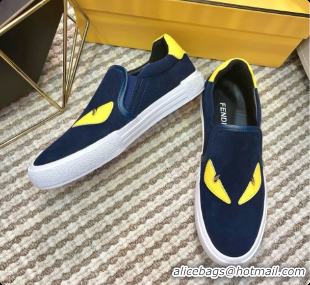 Unique Style Fendi Suede Monster Sneakers F091775 Blue 2026