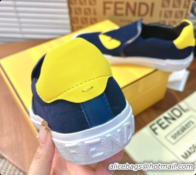 Unique Style Fendi Suede Monster Sneakers F091775 Blue 2026