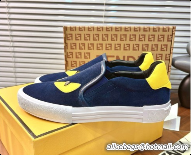 Unique Style Fendi Suede Monster Sneakers F091775 Blue 2026