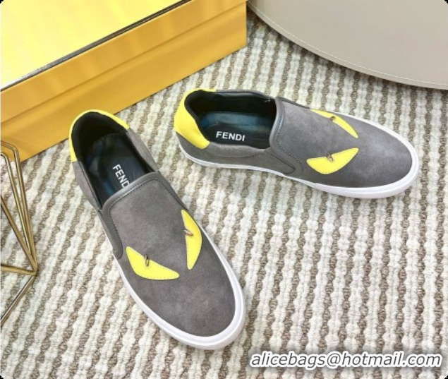 Top Quality Fendi Suede Monster Sneakers F091776 Grey 2026