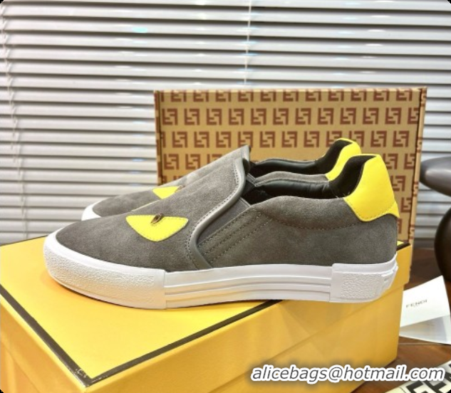 Top Quality Fendi Suede Monster Sneakers F091776 Grey 2026