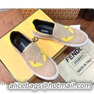 Luxury Fendi Suede Monster Sneakers F091777 Beige 2026