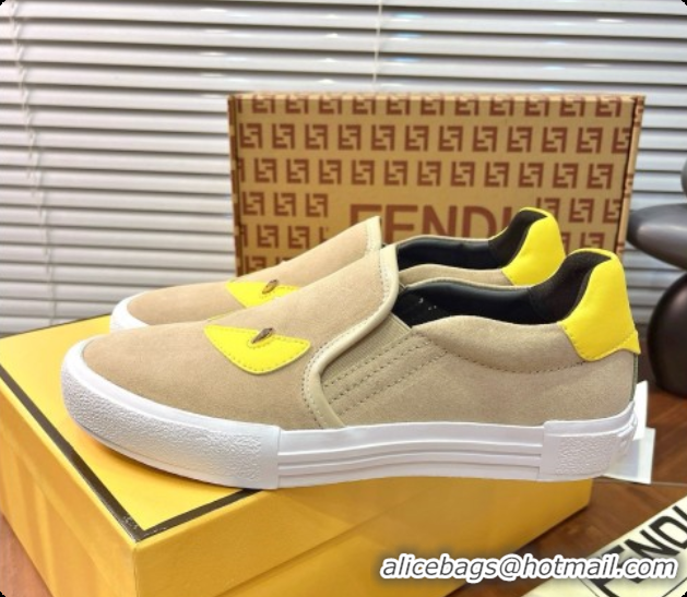 Luxury Fendi Suede Monster Sneakers F091777 Beige 2026