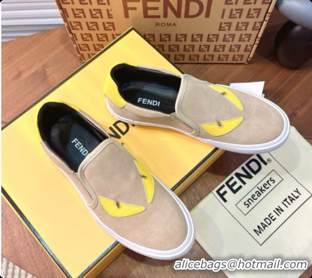 Luxury Fendi Suede Monster Sneakers F091777 Beige 2026
