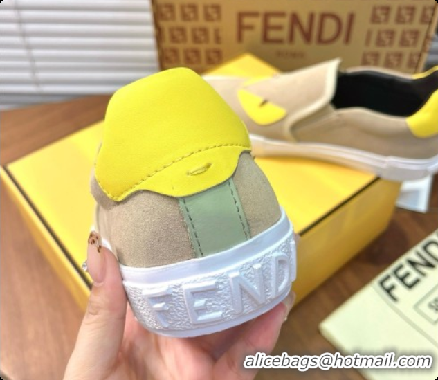 Luxury Fendi Suede Monster Sneakers F091777 Beige 2026