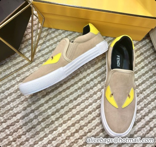 Luxury Fendi Suede Monster Sneakers F091777 Beige 2026