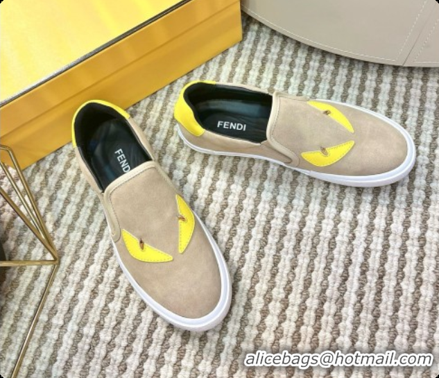 Luxury Fendi Suede Monster Sneakers F091777 Beige 2026