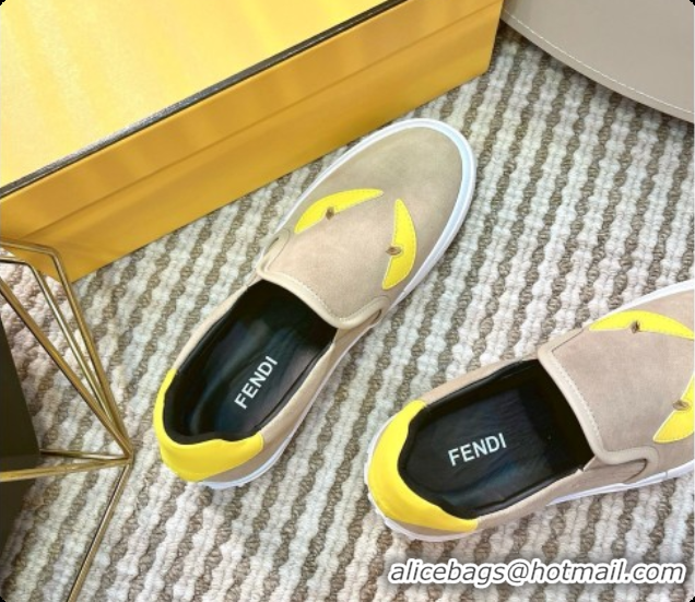 Luxury Fendi Suede Monster Sneakers F091777 Beige 2026