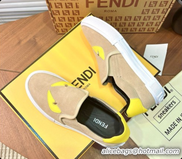 Luxury Fendi Suede Monster Sneakers F091777 Beige 2026