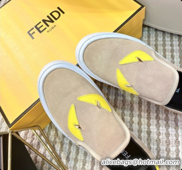 Luxury Fendi Suede Monster Sneakers F091777 Beige 2026